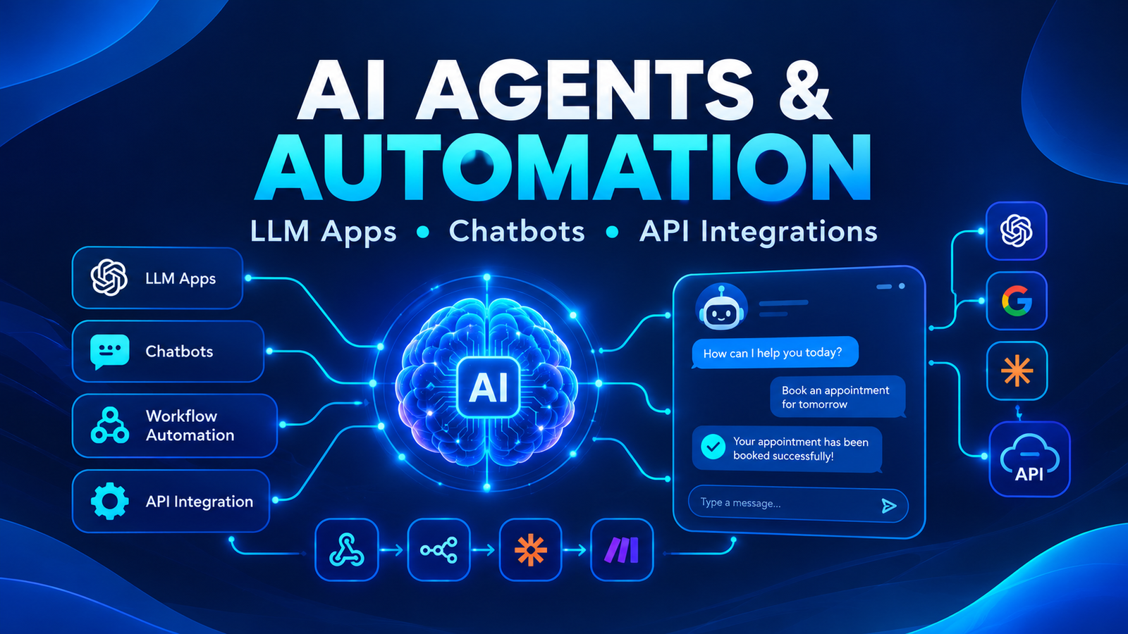 I will build AI agents LLM applications and workflow automations